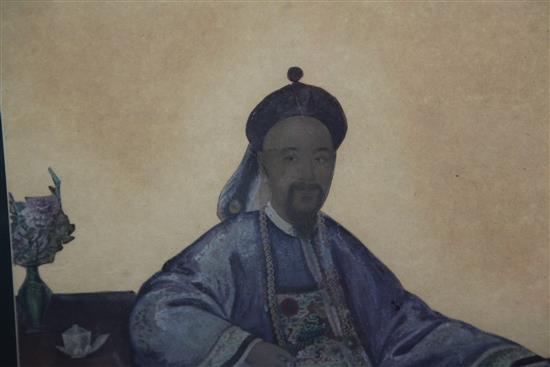 19th century Chinese School Portrait of a seated Chinaman 22.5 x 17in.